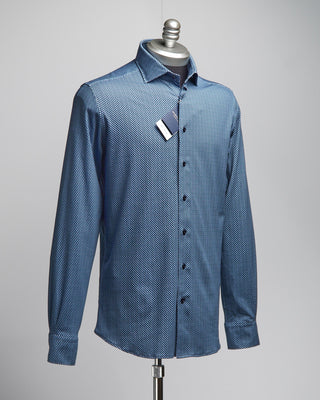 Emanuel Berg Neat Pattern Modern 4Flex Stretch Knit Shirt Blue  15