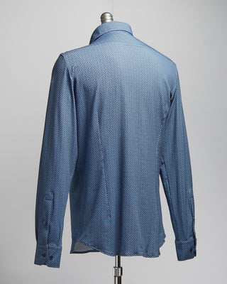 Emanuel Berg Neat Pattern Modern 4Flex Stretch Knit Shirt Blue  8
