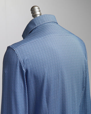 Emanuel Berg Neat Pattern Modern 4Flex Stretch Knit Shirt Blue  9