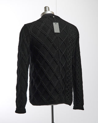 John Varvatos Long Sleeve Mixed Cable Crew Neck Pullover Sweater Black 
