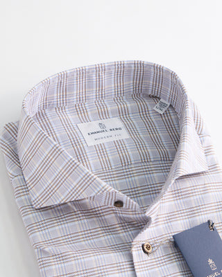 Emanuel Berg Sport Luxury Twill Check Shirt Beige  1