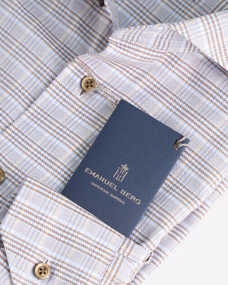Emanuel Berg Sport Luxury Twill Check Shirt Beige  4