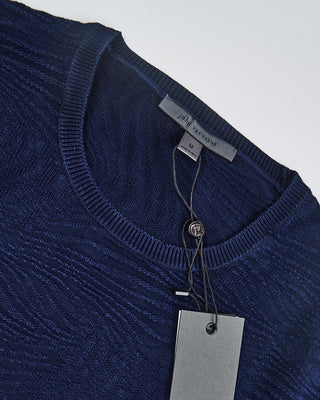 John Varvatos Ls Crew With Wave Texture Blue 