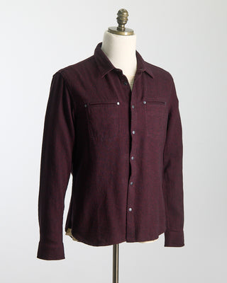 John Varvatos Dario Shirt In Brushed Melange Twill Burgundy  1