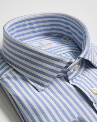 Emanuel Berg Modern Fit Albini 4 Flex Stripe Stretch Knit Dress Shirt Blue 2
