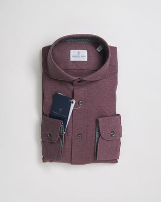 Emanuel Berg Modern Fit  Premium Jersey Heathered Stretch Knit Shirt Burgundy 1