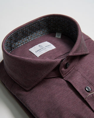 Emanuel Berg Modern Fit  Premium Jersey Heathered Stretch Knit Shirt Burgundy 2