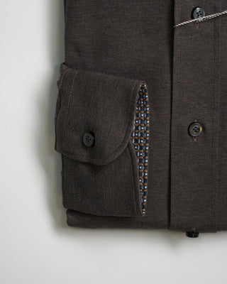 Emanuel Berg Modern Fit Premium Jersey Heathered Stretch Knit Shirt Brown 2