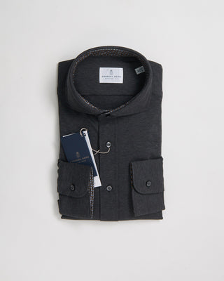 Emanuel Berg Modern Fit Premium Jersey Heathered Stretch Knit Shirt Charcoal 1