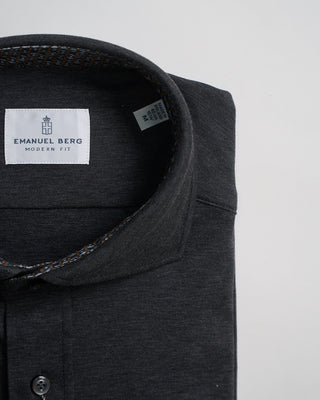 Emanuel Berg Modern Fit Premium Jersey Heathered Stretch Knit Shirt Charcoal 2