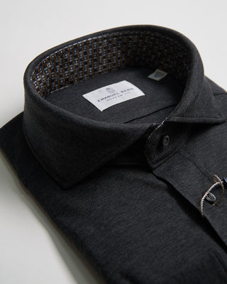 Emanuel Berg Modern Fit Premium Jersey Heathered Stretch Knit Shirt Charcoal 3