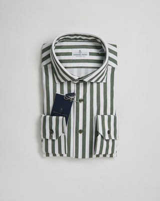 Emanuel Berg Modern Fit Albini 4 Flex Bold Stripe Stretch Knit Shirt Green 1