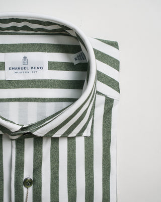 Emanuel Berg Modern Fit Albini 4 Flex Bold Stripe Stretch Knit Shirt Green 2
