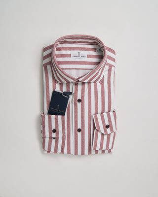 Emanuel Berg Modern Fit Albini 4 Flex Bold Stripe Stretch Knit Shirt Red 1