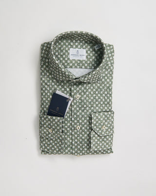 Emanuel Berg Modern Fit Albini 4 Flex Floral Neat Stretch Knit Shirt Green 1