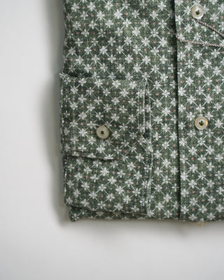 Emanuel Berg Modern Fit Albini 4 Flex Floral Neat Stretch Knit Shirt Green 3