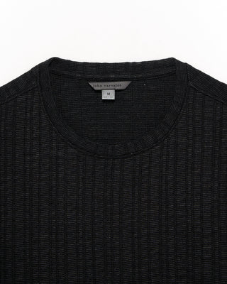 John Varvatos Ls Feeder Rib Texture Crew Black 11 4868