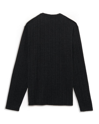 John Varvatos Ls Feeder Rib Texture Crew Black 19 4869