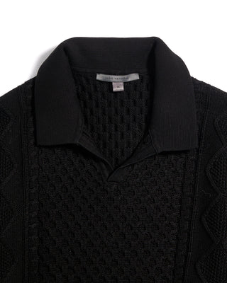 John Varvatos Ls Johnny Collar Cable Polo Black 9 3604