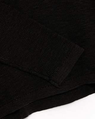 John Varvatos Memphis Waffle Henley In Fadeaway Wash Black 3 4875
