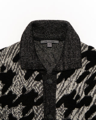John Varvatos Regular Fit Button Front Cardigan Jacket In Houndstooth Terry Black  White 8 4840