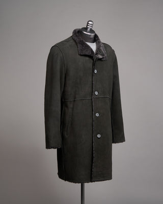 John Varvatos Jv Xxv Shearling Long Coat Charcoal 4 5152