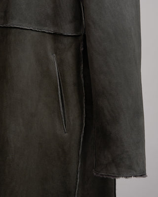 John Varvatos Jv Xxv Shearling Long Coat Charcoal 7 5153