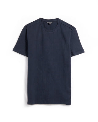 John Varvatos Ss Crew W Chain Texture Navy 2 6256