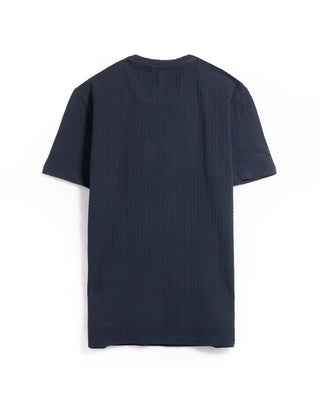 John Varvatos Ss Crew W Chain Texture Navy 6 6258