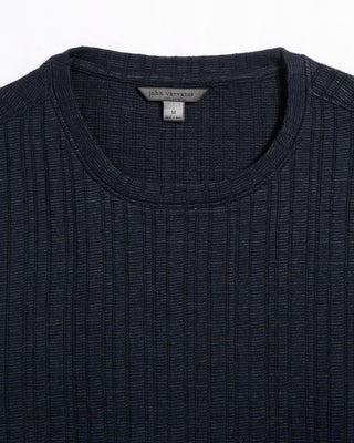 John Varvatos Ls Feeder Rib Texture Crew Navy 10 5922