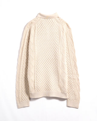 John Varvatos Ls Johnny Collar Cable Polo Ecru 18 3600
