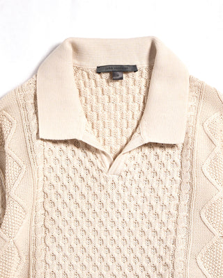 John Varvatos Ls Johnny Collar Cable Polo Ecru 5 3602
