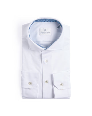 Emanuel Berg Solid Modern 4Flex Knit Shirt With Contrast White 6 4295