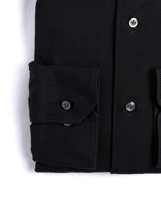 Emanuel Berg Solid Modern 4Flex Knit Shirt With Contrast Black 4 4208