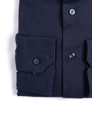 Emanuel Berg Solid Modern 4Flex Knit Shirt With Contrast Navy 4 4211