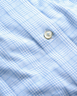 Emanuel Berg Plaid Modern 4Flex Knit Shirt Light Blue 1 4060