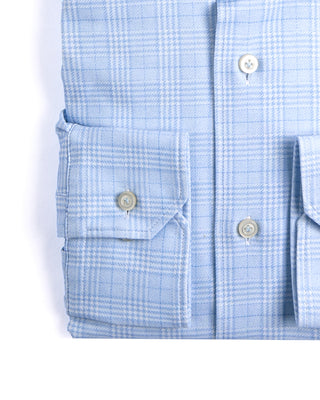 Emanuel Berg Plaid Modern 4Flex Knit Shirt Light Blue 2 4194