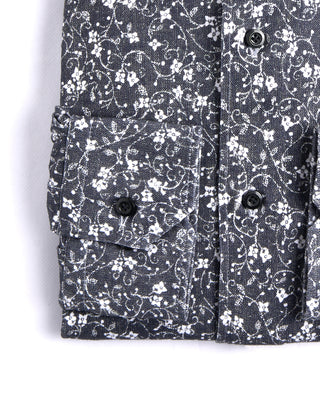 Emanuel Berg Floral Print Modern 4Flex Knit Shirt Charcoal 2 4200