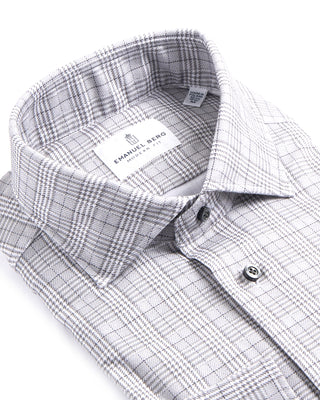 Emanuel Berg Plaid Modern 4Flex Knit Shirt Grey 4067