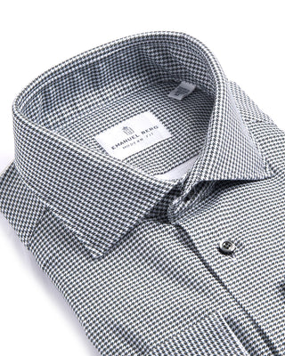 Emanuel Berg Mini Check Modern 4Flex Knit Shirt With Contrast Grey 4079