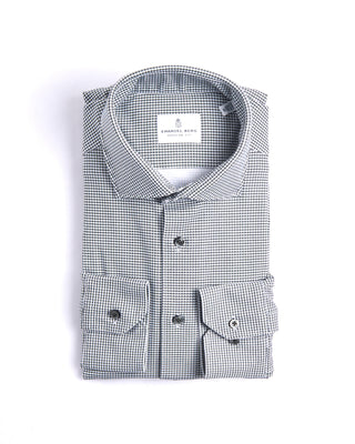 Emanuel Berg Mini Check Modern 4Flex Knit Shirt With Contrast Grey 4 4215