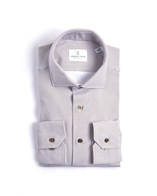Emanuel Berg Houndstooth Modern 4Flex Knit Shirt Tan 3 4198