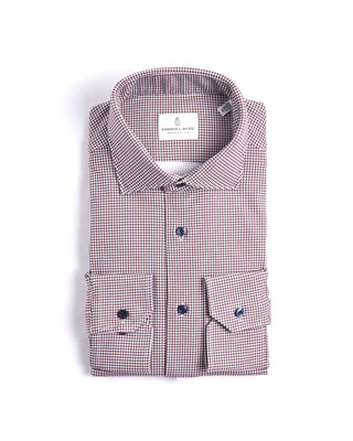 Emanuel Berg Mini Check Modern 4Flex Knit Shirt With Contrast Red 2 4218