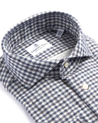 Emanuel Berg Check Modern Fit 4Flex Knit Shirt Grey 4065