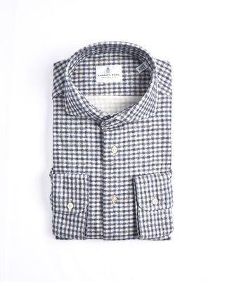Emanuel Berg Check Modern Fit 4Flex Knit Shirt Grey 4 4205