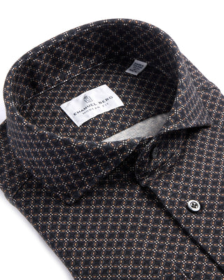 Emanuel Berg Diamond Pattern Modern Fit 4Flex Knit Shirt Navy 4063