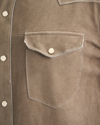 John Varvatos Sage Leather Shirt Jacket Haze Grey 12 11339