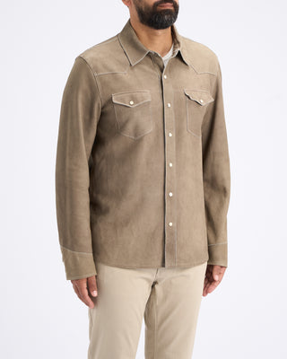 John Varvatos Sage Leather Shirt Jacket Haze Grey 6 11338