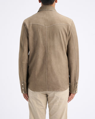 John Varvatos Sage Leather Shirt Jacket Haze Grey 7 11343