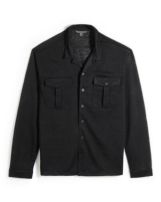 John Varvatos Sintra Ls Military Shirt Black 20 10805